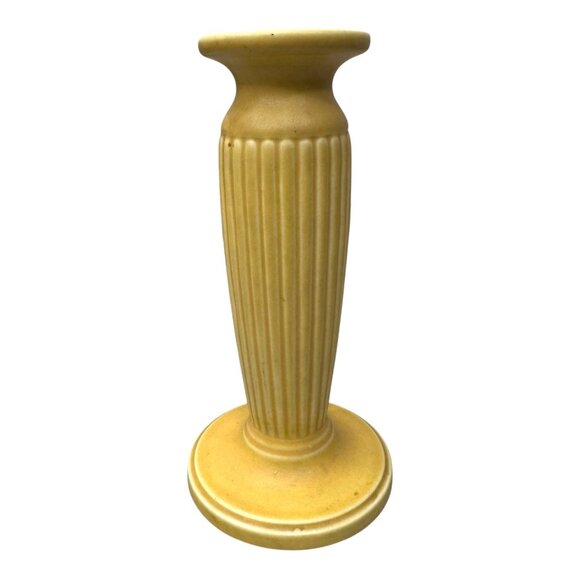 Vtg Rookwood Pottery Ribbed Yellow Candlestick Holder 2667 Carmel Yellow 1923 7" - Picture 2 of 6